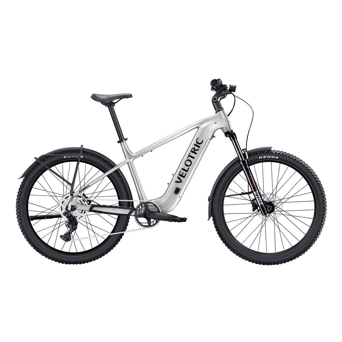 Velotric Summit 2 electric bike in Glacial Silver, side view, against a white background