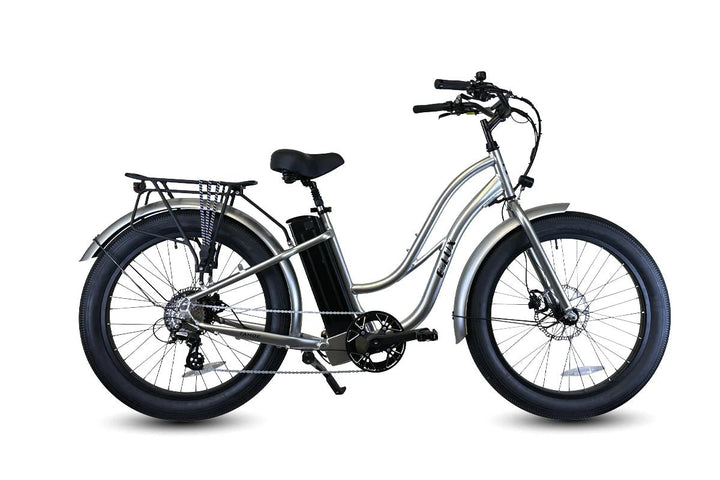 ELUX Tahoe 500 w Step Thru eBike 26x3.5 Fat Fat Tire Electric Beach Cruiser eBike - Fat Tire Cruiser eBike - eBike Super Shop