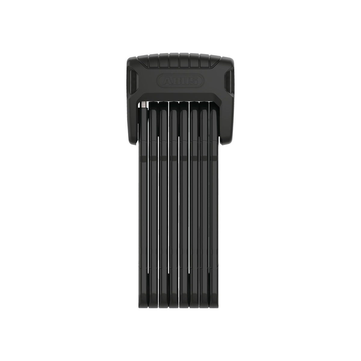 A close-up image of the Abus Bordo Granit 6500K eBike lock, displayed in-store, showing its sturdy black folding design and secure locking mechanism.