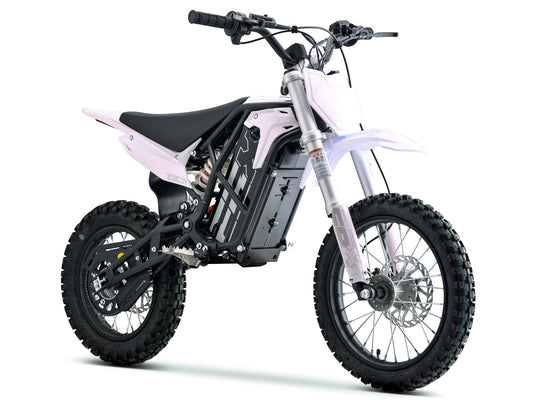 White eMOTO Ebox V3 60 electric dirt bike, side view, on a plain background
