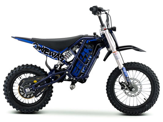 Blue eMOTO Ebox V3 72RS electric bike, side view, displayed on a white background
