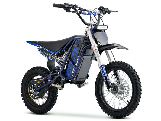 eMOTO Ebox V3 72RS electric bike in blue, side view, displayed on a white background