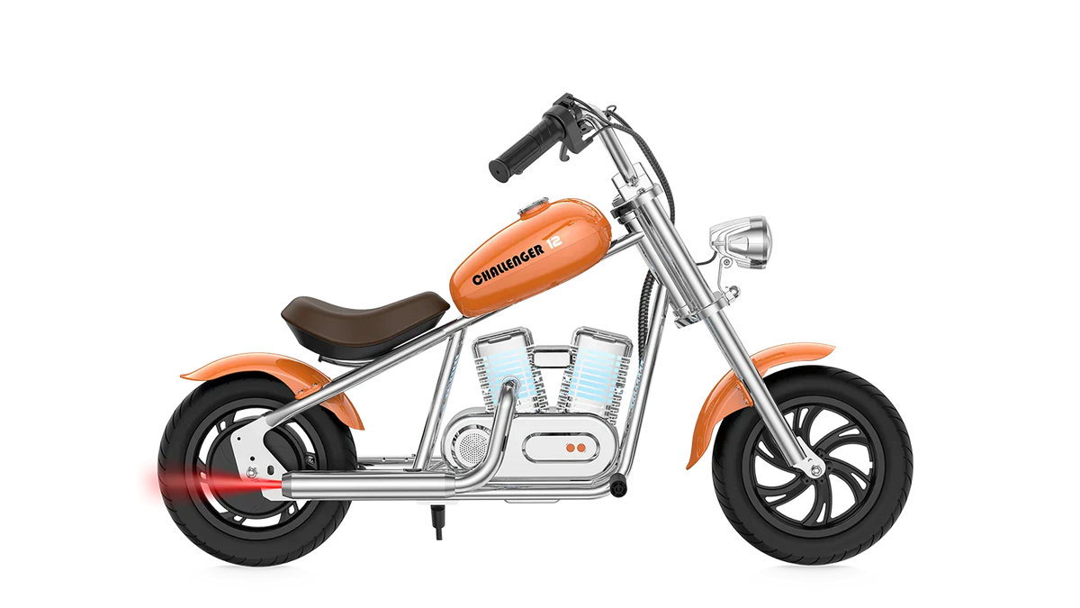 Orange eMOTO Hyper Gogo Challenger 12 Plus electric bike with app connectivity, side view, product image