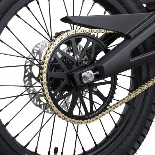 Electric mountain bike eMOTO Eride Pro 4.0 in a side view, featuring a sleek black and blue frame, thick off-road tires, and a modern suspension system, displayed on a white background.