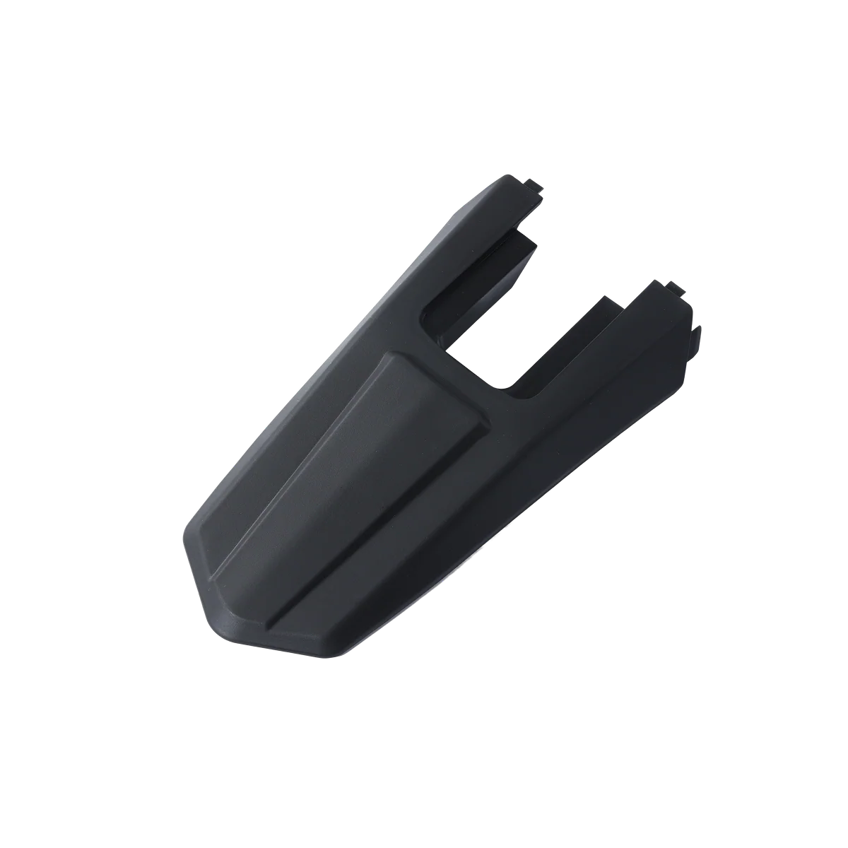 Black eMOTO Yozma IN 10 rear fender, angled view, showing sleek design and mounting points against a plain background.