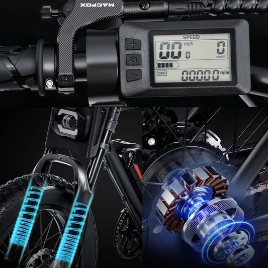 Purple eMOTO MACFOX X1S x Bs.zay electric e-moto style step-over eBike with 500W motor and mini fat tires, product image 8