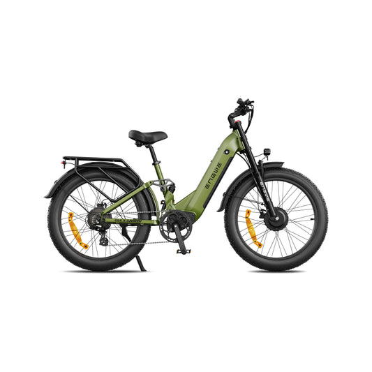 ENGWE E26 3.0 electric bike in army green, side view, displayed on a white background