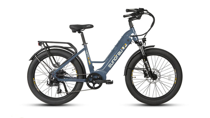 EUNORAU Meta 2024 500w Step Thru eBike 24x3 Fat Fat Tire Electric Beach Cruiser eBike - Fat Tire Cruiser eBike - eBike Super Shop