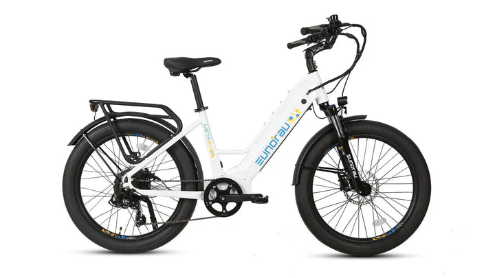 EUNORAU Meta 2024 500w Step Thru eBike 24x3 Fat Fat Tire Electric Beach Cruiser eBike - Fat Tire eBike - EUNOR|FATT|WHITE|0381 eBike Super Shop