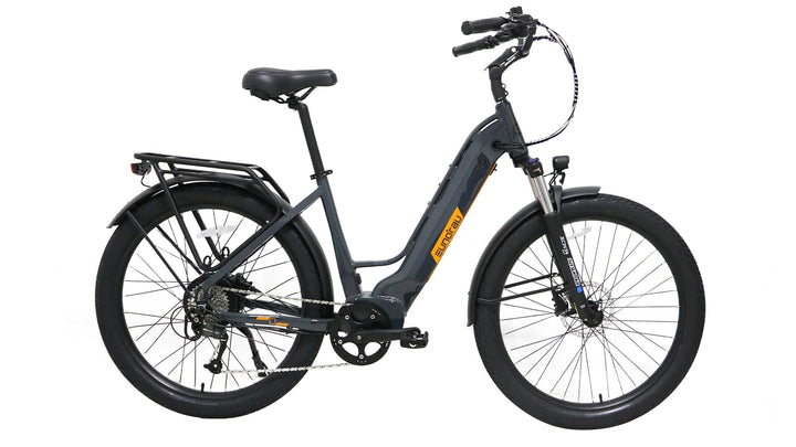 EUNORAU Meta275 500w Step Thru eBike 27.5x2.6 Road Electric Beach Cruiser eBike - Beach Cruiser eBike - EUNOR|BEACH|GRAY|0369 eBike Super Shop