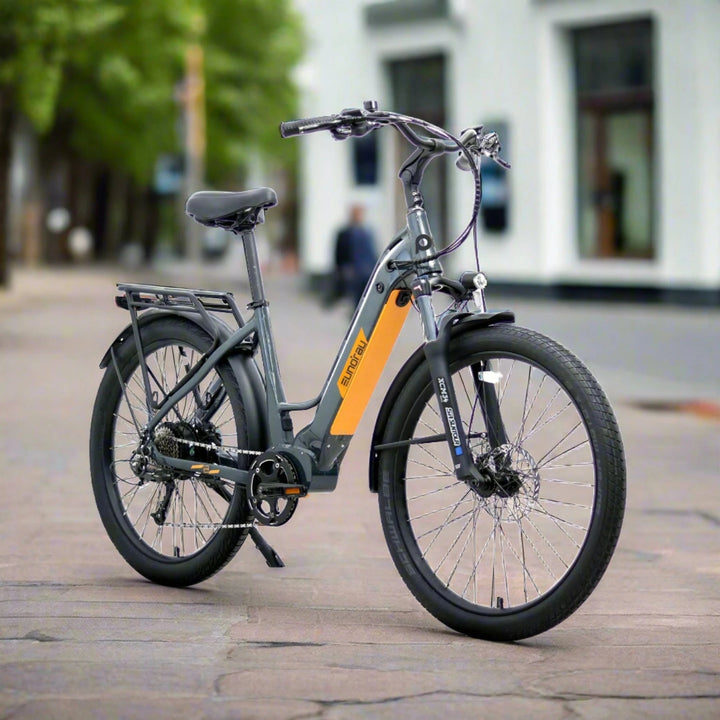 EUNORAU Meta275 500w Step Thru eBike 27.5x2.6 Road Electric Beach Cruiser eBike - Beach Cruiser eBike - EUNOR|BEACH|GRAY|0369 eBike Super Shop