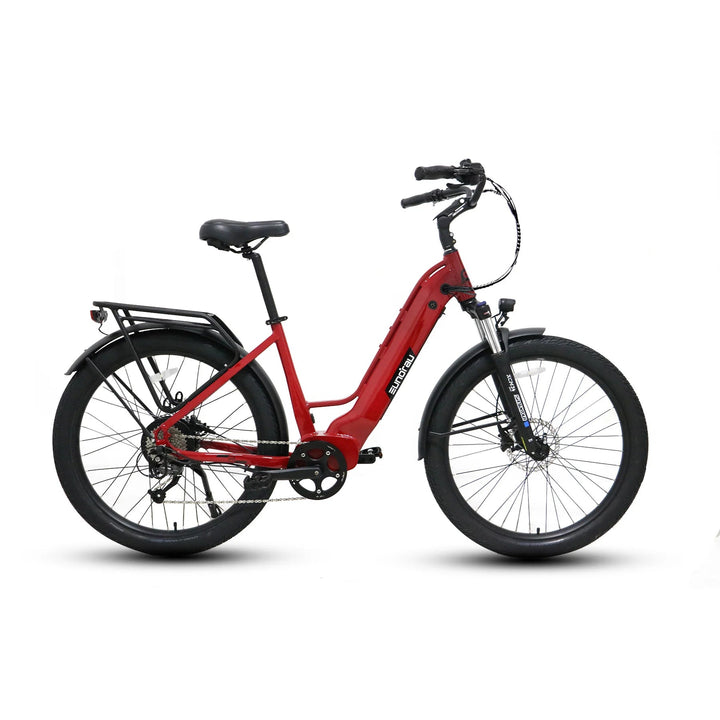 EUNORAU Meta275 500w Step Thru eBike 27.5x2.6 Road Electric Beach Cruiser eBike - Beach Cruiser eBike - EUNOR|BEACH|RED|0371 eBike Super Shop