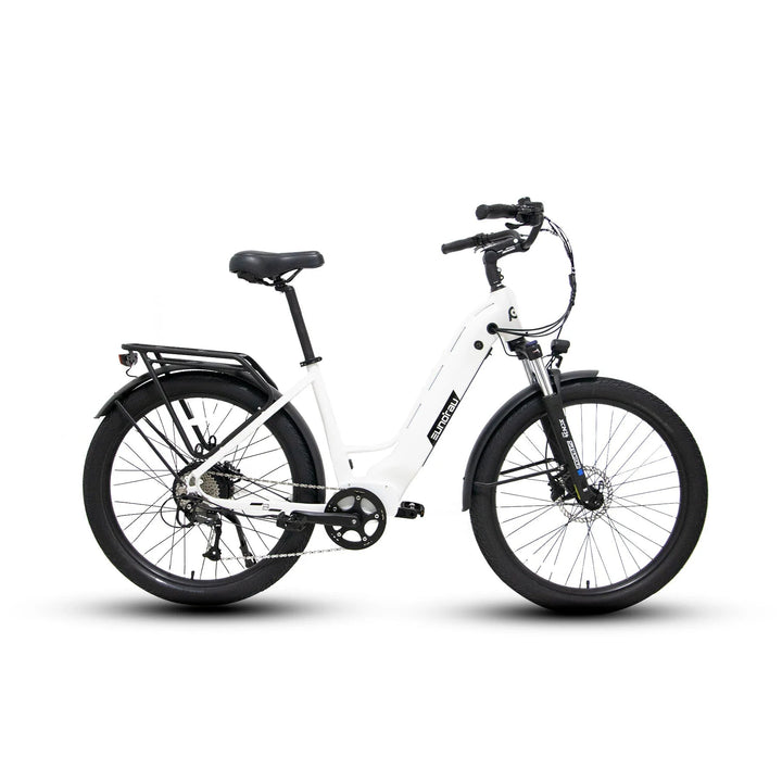 EUNORAU Meta275 500w Step Thru eBike 27.5x2.6 Road Electric Beach Cruiser eBike - Beach Cruiser eBike - EUNOR|BEACH|WHITE|0370 eBike Super Shop
