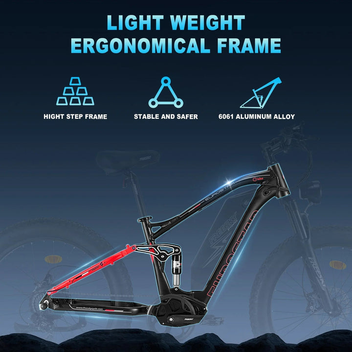 FREESKY Eurostar M - 410 1000 w Mountain Ebike 4 Fat Tire Electric Fat Tire Mountain eBike - Mountain eBike - FREES|MOUNT|RED|0101 eBike Super Shop