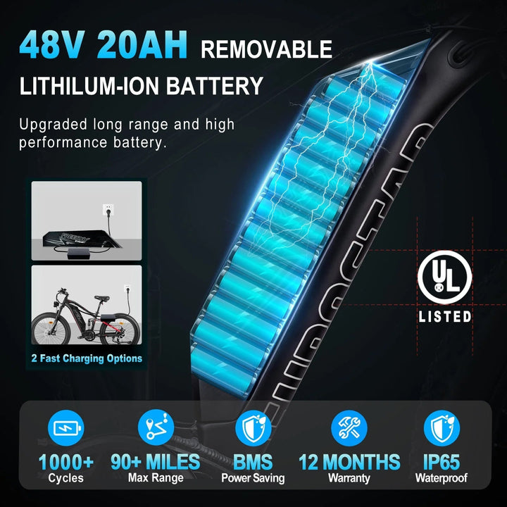 FREESKY Eurostar M - 410 1000 w Mountain Ebike 4 Fat Tire Electric Fat Tire Mountain eBike - Mountain eBike - FREES|MOUNT|RED|0101 eBike Super Shop