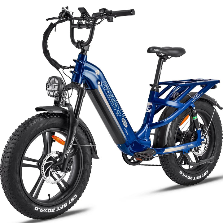 FREESKY Rocky 750 w Step Thru Ebike 20x4 Fat Electric Cargo eBike - Cargo eBike - FREES|CARGO|BLUE|0571 eBike Super Shop