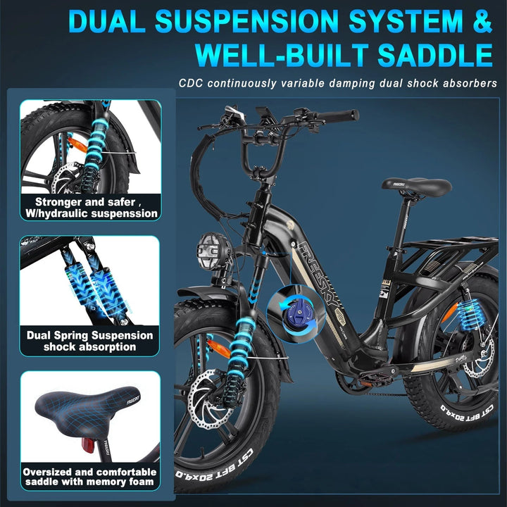 FREESKY Rocky 750 w Step Thru Ebike 20x4 Fat Electric Cargo eBike - Cargo eBike - FREES|CARGO|RED|0570 eBike Super Shop