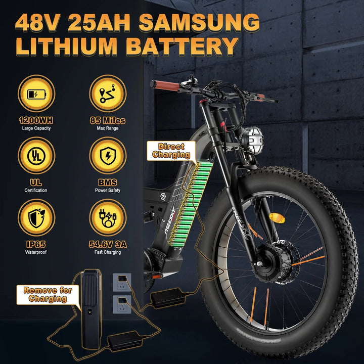 FREESKY Warrior M - 530 1000 w Mountain Ebike 4 Fat Tire Electric Fat Tire Mountain eBike - Mountain eBike - FREES|MOUNT|GREEN|0108 eBike Super Shop