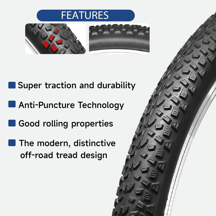 Hycline Mountain Series - 20/24/26/27.5 Inch - Bicycle Tires - SHP - H8005 - 2752125BLK eBike Super Shop