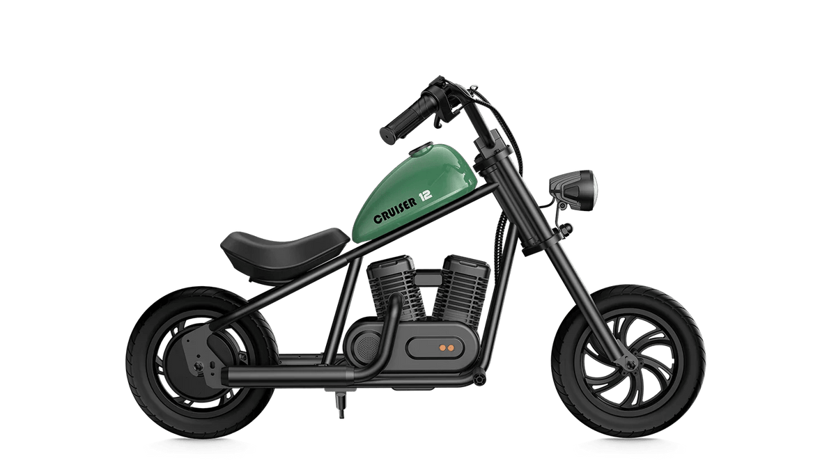HYPER GOGO Cruiser 12 Electric Kids Mini Motorcycle eBike - 21.9v 160 w - Youth eMotorcycle - HYPER|GREEN|2248 eBike Super Shop