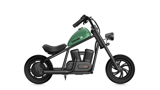HYPER GOGO Cruiser 12 Electric Kids Mini Motorcycle eBike - 21.9v 160 w - Youth eMotorcycle - HYPER|GREEN|2248 eBike Super Shop