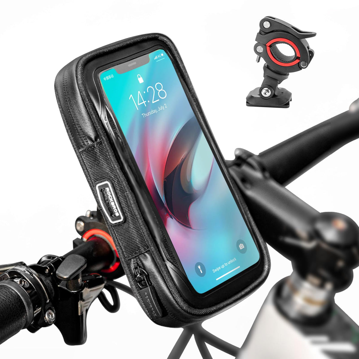 Bike Phone Mount Bag 270°Rotatable Quick Release Bike Phone Holder Handlebar Bag