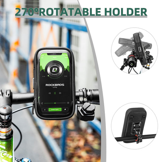 Bike Phone Mount Bag 270°Rotatable Quick Release Bike Phone Holder Handlebar Bag