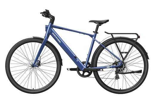 Side view of the Mokwheel Flint Pro eBike in black, showing its sturdy frame, thick tires, front suspension fork, and rear cargo rack against a white background.