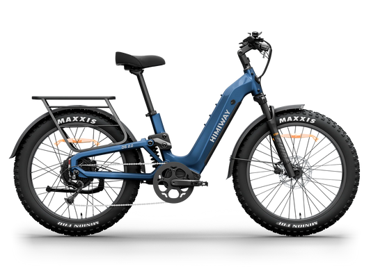 Midnight blue Himiway D5 2.0 ST electric bike, side view, against a white background