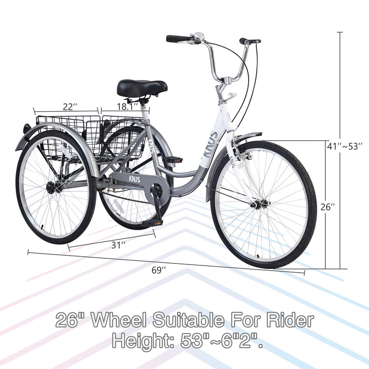 Knus Virbus 26“ Single - Speed Tricycle For Adults - Tricycles - SHP - VB - 26YE - W101952730 eBike Super Shop