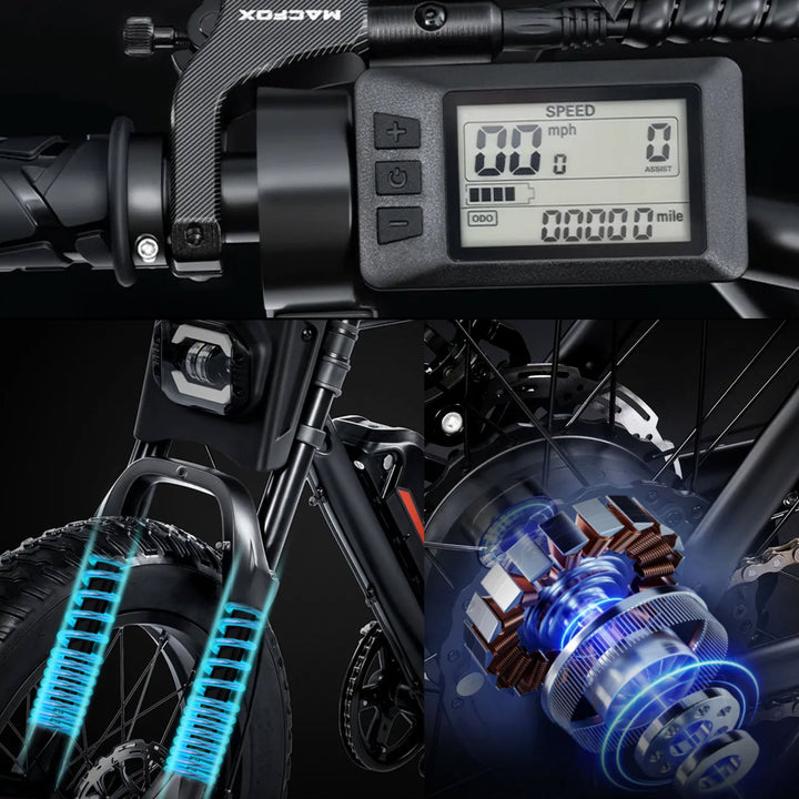 MACFOX X1S x Bs.zay Electric e - Moto Style eBike - Step Over 500 w Electric Mini Fat Tire eBike - Moto Style Bike - Macfox - X7 - eBike - White/Purple - Box eBike Super Shop