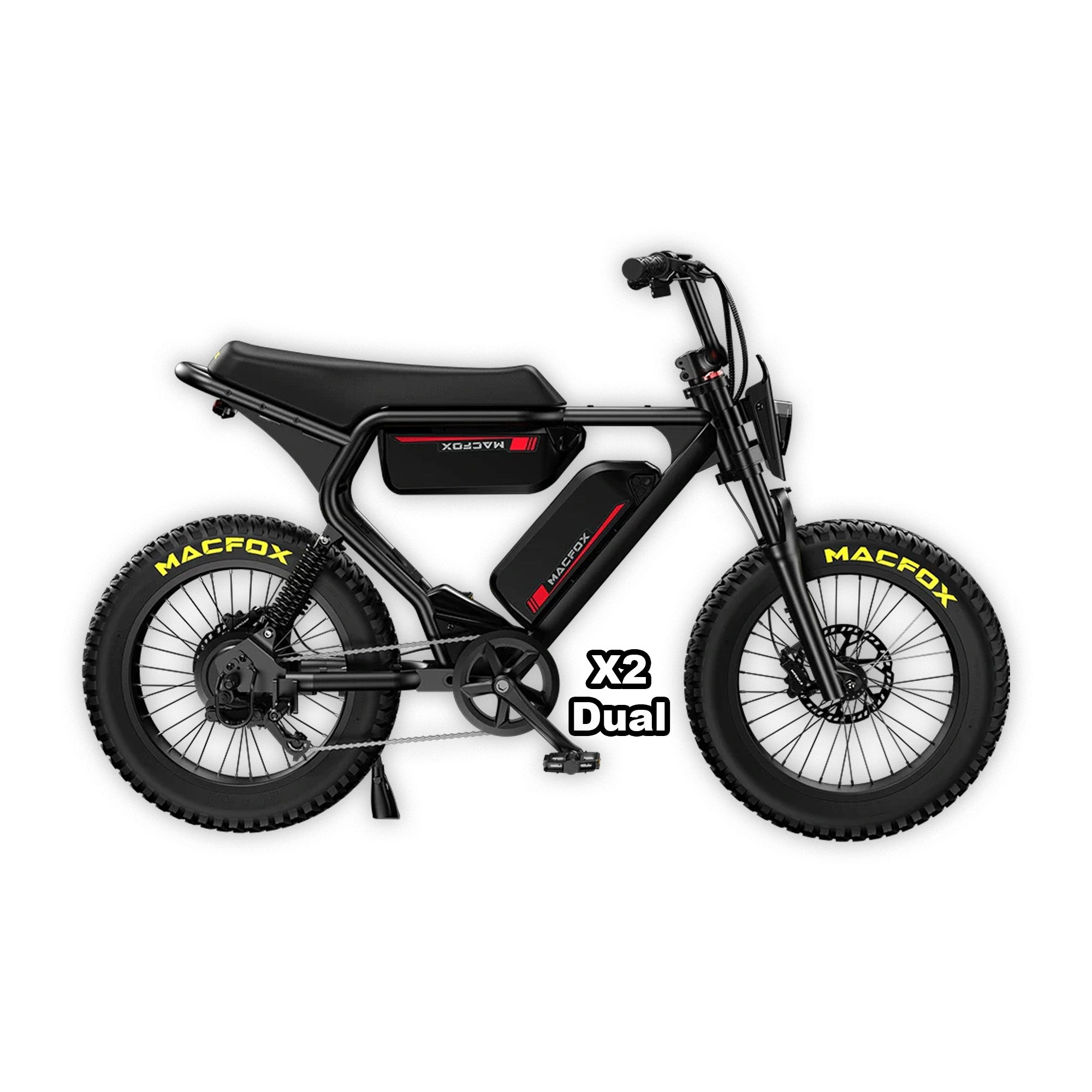 MACFOX X2 Electric Fat Tire Mountain eBike-Step Over 750 w Electric e-Moto Style eBike - AVAILABLE NOW