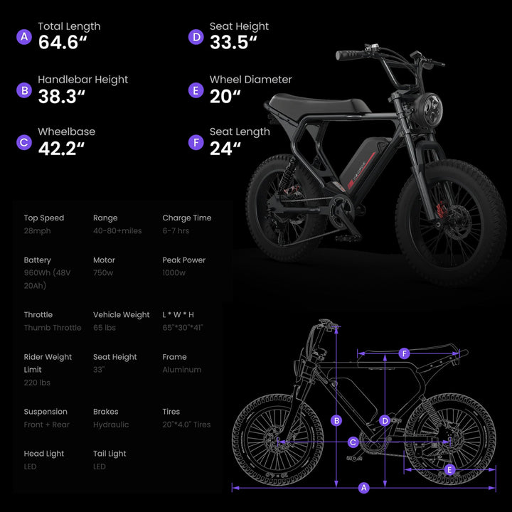 MACFOX X2 Electric Fat Tire Mountain eBike - Step Over 750 w Electric e - Moto Style eBike - AVAILABLE NOW - Moto Style Bike - MACFO|DUALBROWN|2356 eBike Super Shop