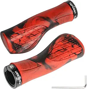 Red camouflage eBike grips displayed on a white background