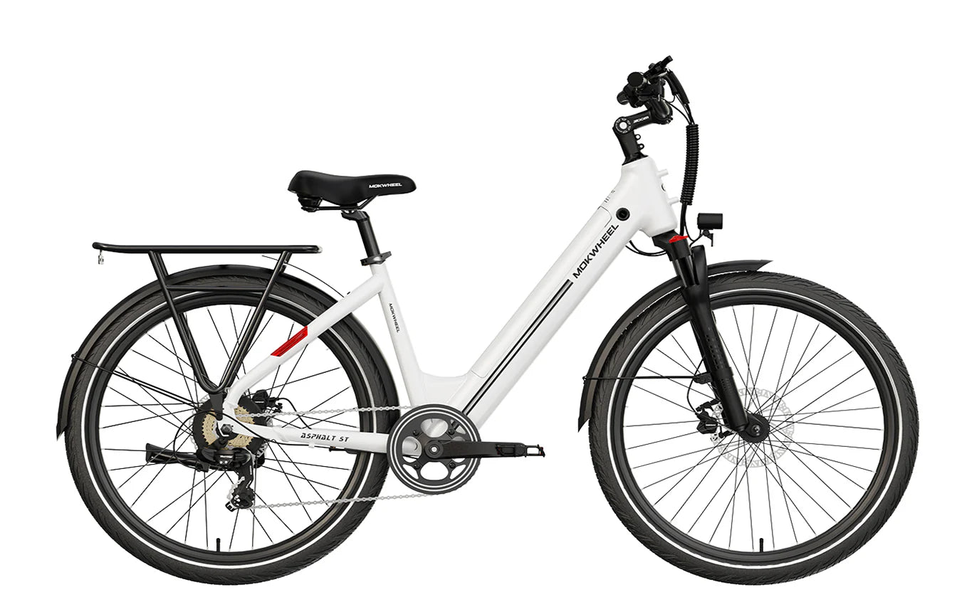 urban e-bike test The MOKWHEEL Asphalt ST Step Thru eBike is a Urban 27.5 inch electric bike  with a powerful 500 w motor and a long distance 48v 15 ah battery