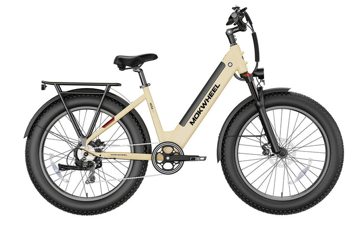 MOKWHEEL Mesa Plus ST 750 w Step Thru Ebike 26x4 Fat Tire Fat Tire Electric Beach Cruiser eBike - Fat Tire eBike - MOKWH|FATT|TANLARGE|0126 eBike Super Shop