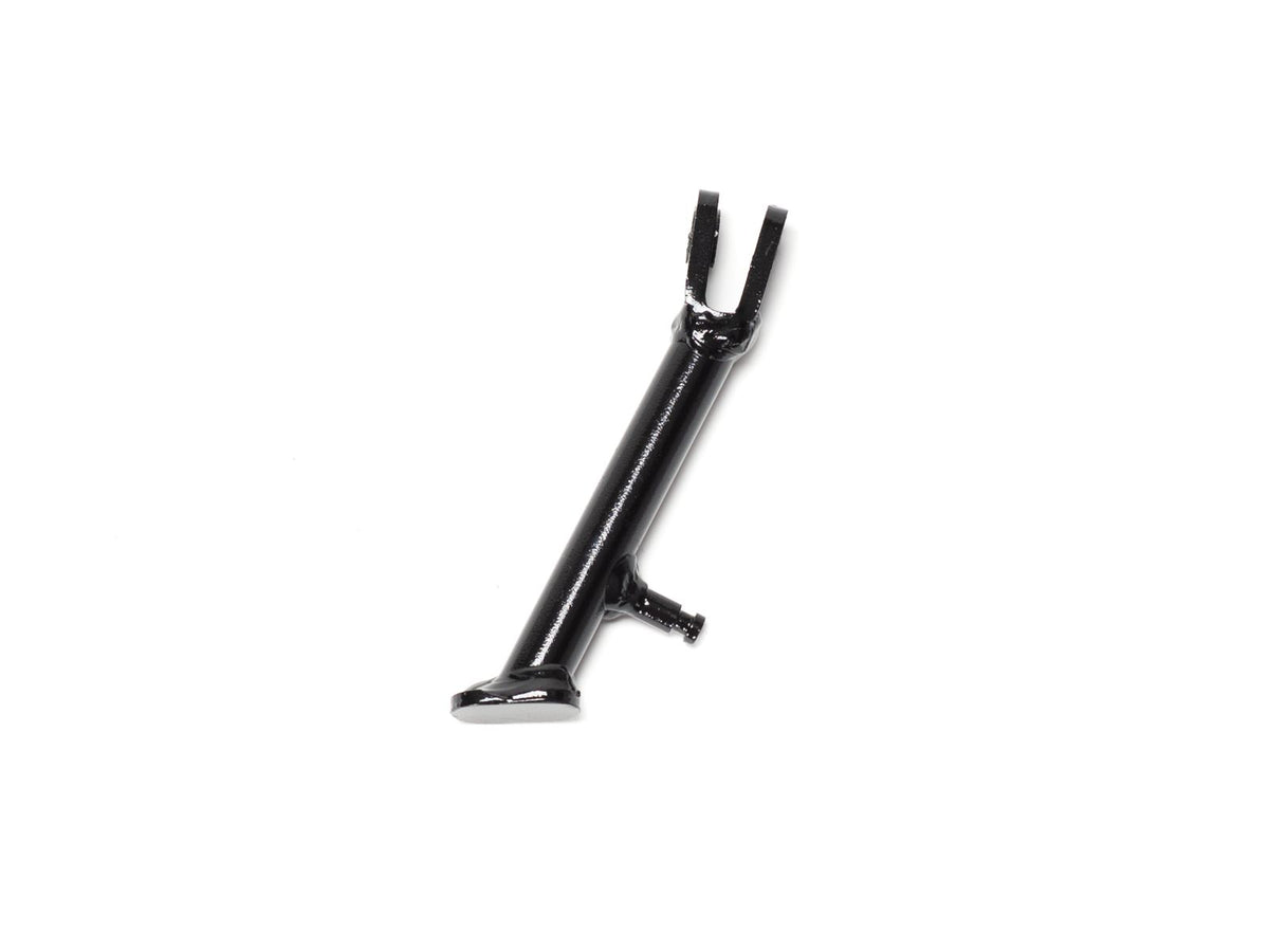 Close-up view of a Part Ebox Dragster Kickstand, showing its metal construction and mounting points.