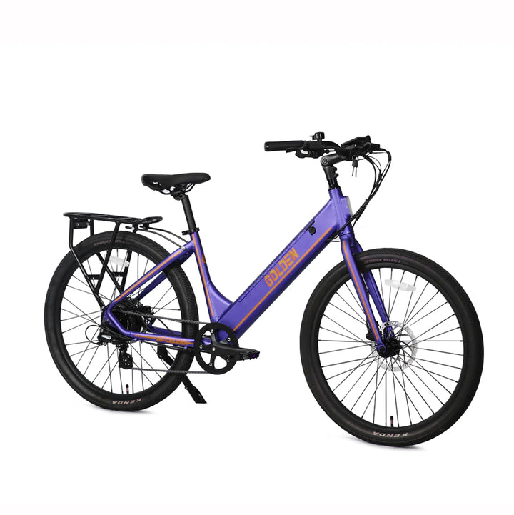 Purple GOLDEN CYCLE Accelera 500w Step Thru eBike 27.5x2.2 Urban Electric Town eBike