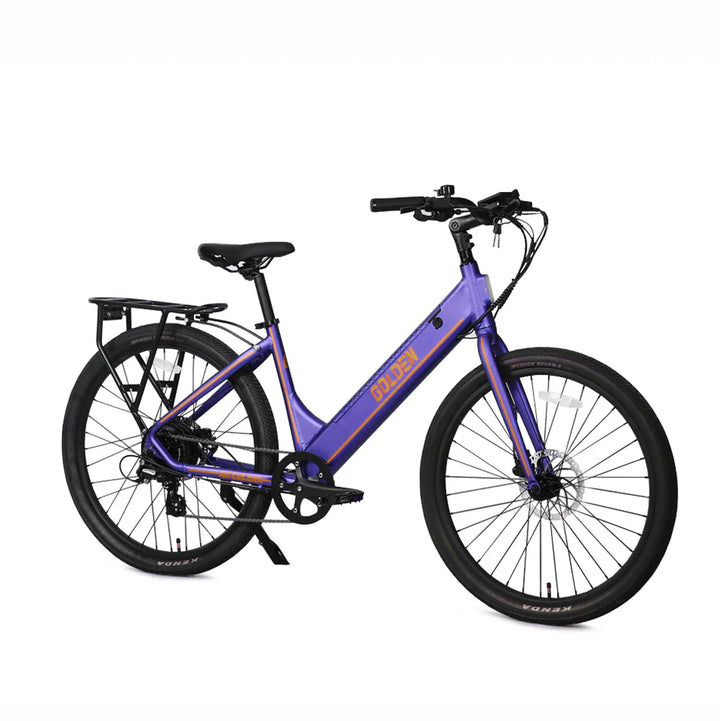 Purple OB eBikes GOLDEN CYCLE Accelera 500w Ready to Ride Step Thru Ebike 27.5x2.2 Electric Town eBike