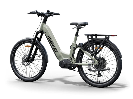 HIMIWAY A7 PRO 500W step-thru electric bike with 27.5x2.4 fat tires, beach cruiser style, shown in product image.