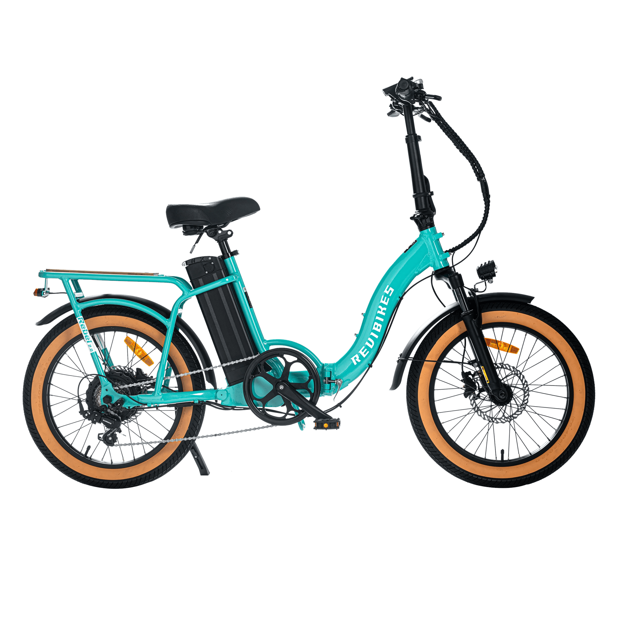 REVI Rebel 2 750w Step Thru Ebike 20x3 Fat Tire Electric Folding eBike - Folding eBike - REVI|FOLDI|TURQU|0036 eBike Super Shop