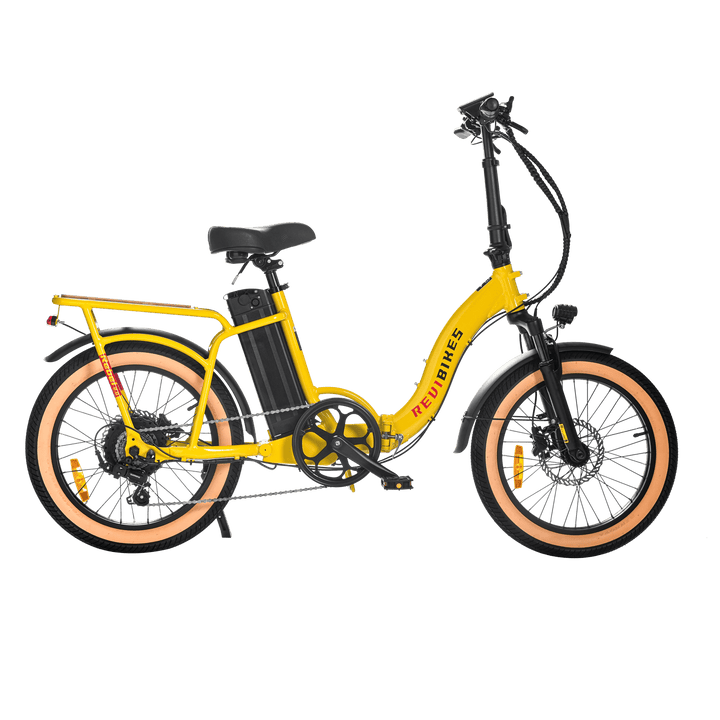 REVI Rebel 2 750w Step Thru Ebike 20x3 Fat Tire Electric Folding eBike - Folding eBike - REVI|FOLDI|YELLO|0037 eBike Super Shop