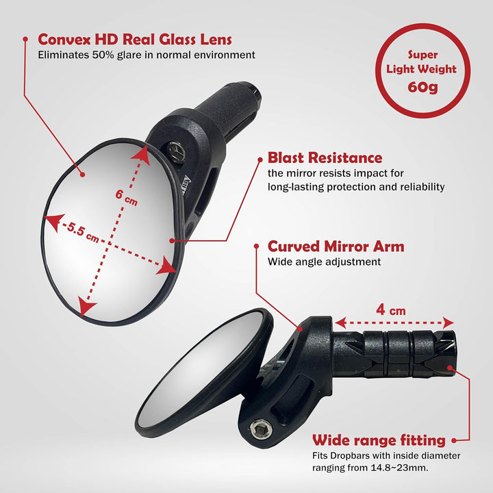 Rocket Drop Down Handlebar Mirror - mirror - eBike Super Shop