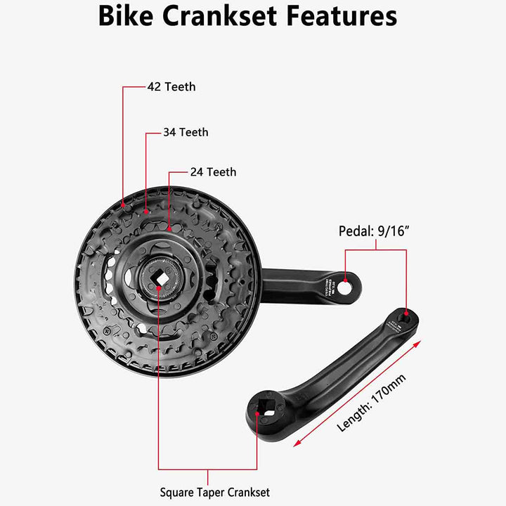 Shimano Tourney Bicycle Crankset FC - TY301 42 - 34 - 24 Teeth for 3x6/7/8 Speed 170mm - Bicycle Cranks - SHP - SFCTY301 eBike Super Shop