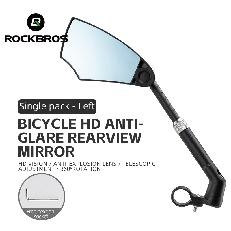 ROCKBROS Adjustable Bike Mirror Anti-Glare 360-Degree Rotation