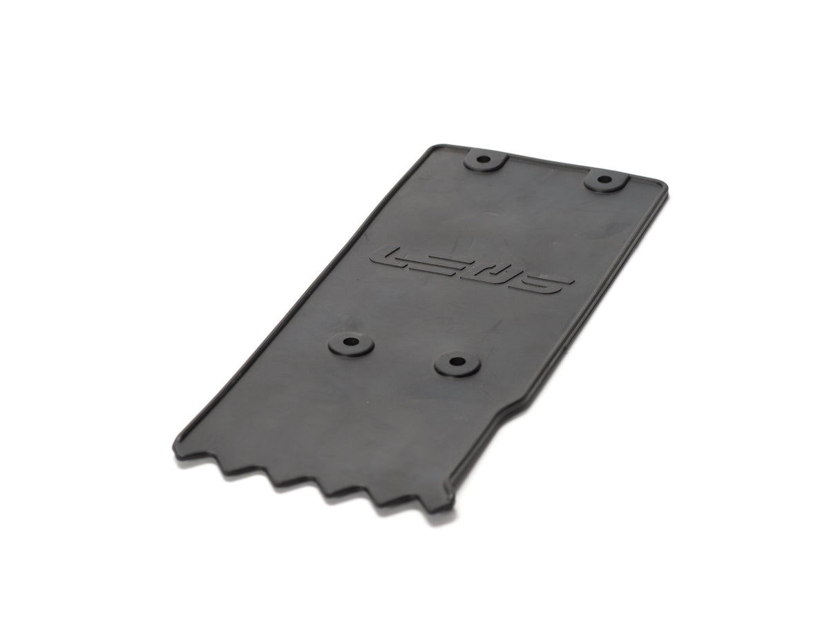 Stomp Ebox mud flap, black, rectangular with rounded edges, featuring the Stomp logo in white on the center, displayed against a plain white background.