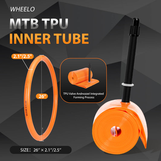 Wheelo TPU MTB Tube - 26/27.5/29×2.1 - 2.5 - bike tube - SHP-TB26_ORG48mm_2p eBike Super Shop